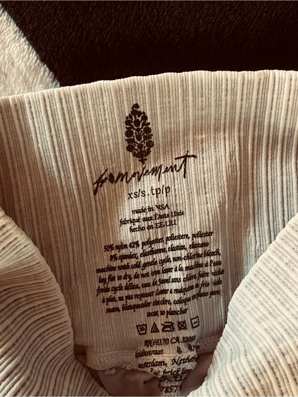 Free People Cream Ribbed Hoodie with Script Logo